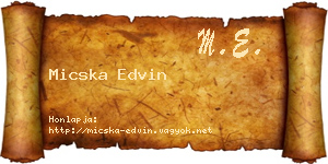Micska Edvin névjegykártya
